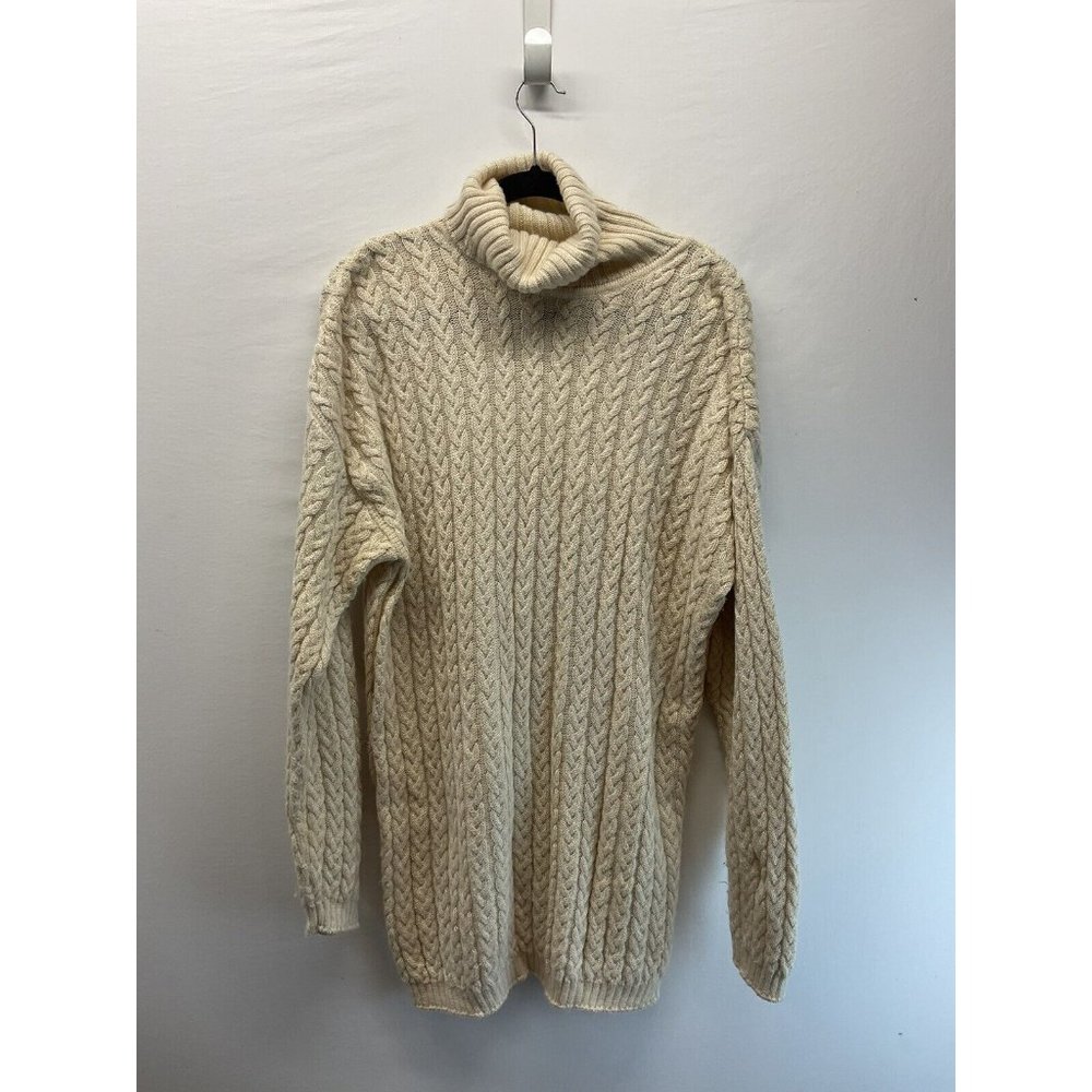 Peruvian Connection Cream Cable Knit Turtleneck Sweater